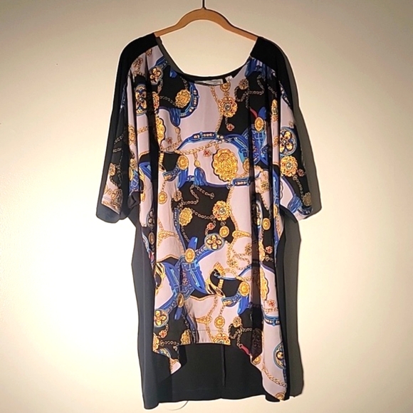 George Simonton Status Print Woven Front Knit Back Shirt 2X - Picture 1 of 6